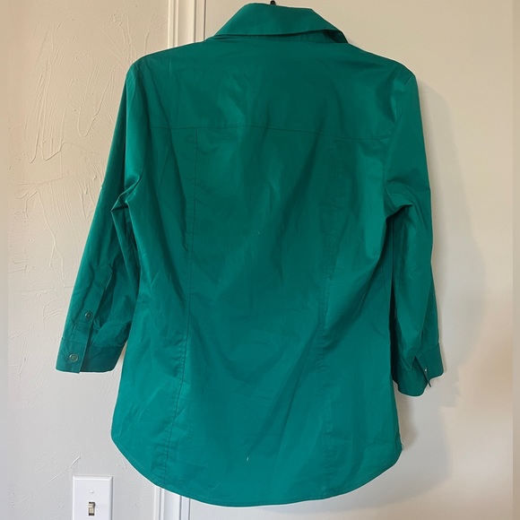 New York & Co. Stretch M Teal Blouse - Picture 5 of 7